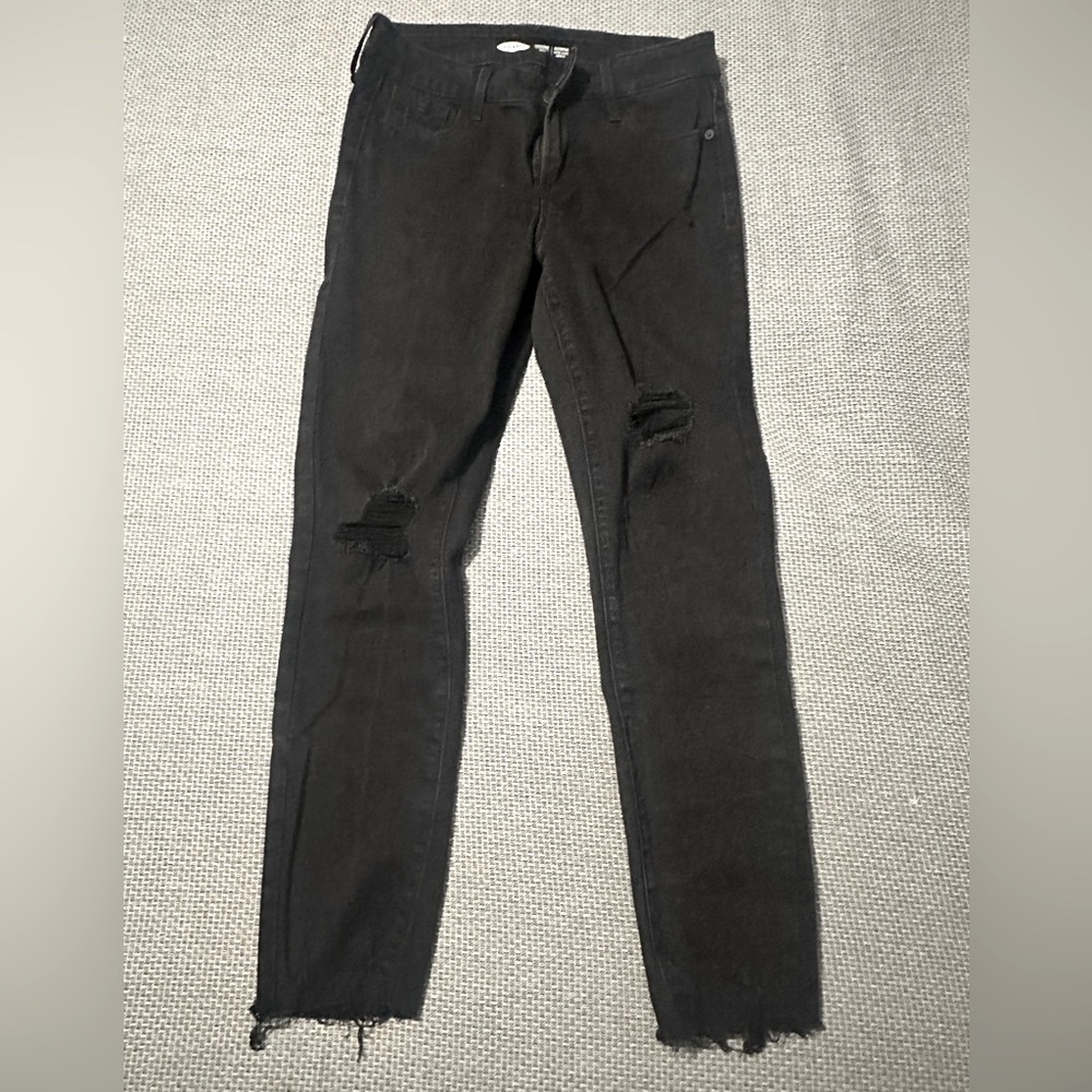 Black Old Navy Rockstar Super Skinny Ankle Jeans